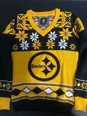 NFL Pittsburgh Steelers Women's V-neck Long Sleeve Ugly Christmas Sweater Small
